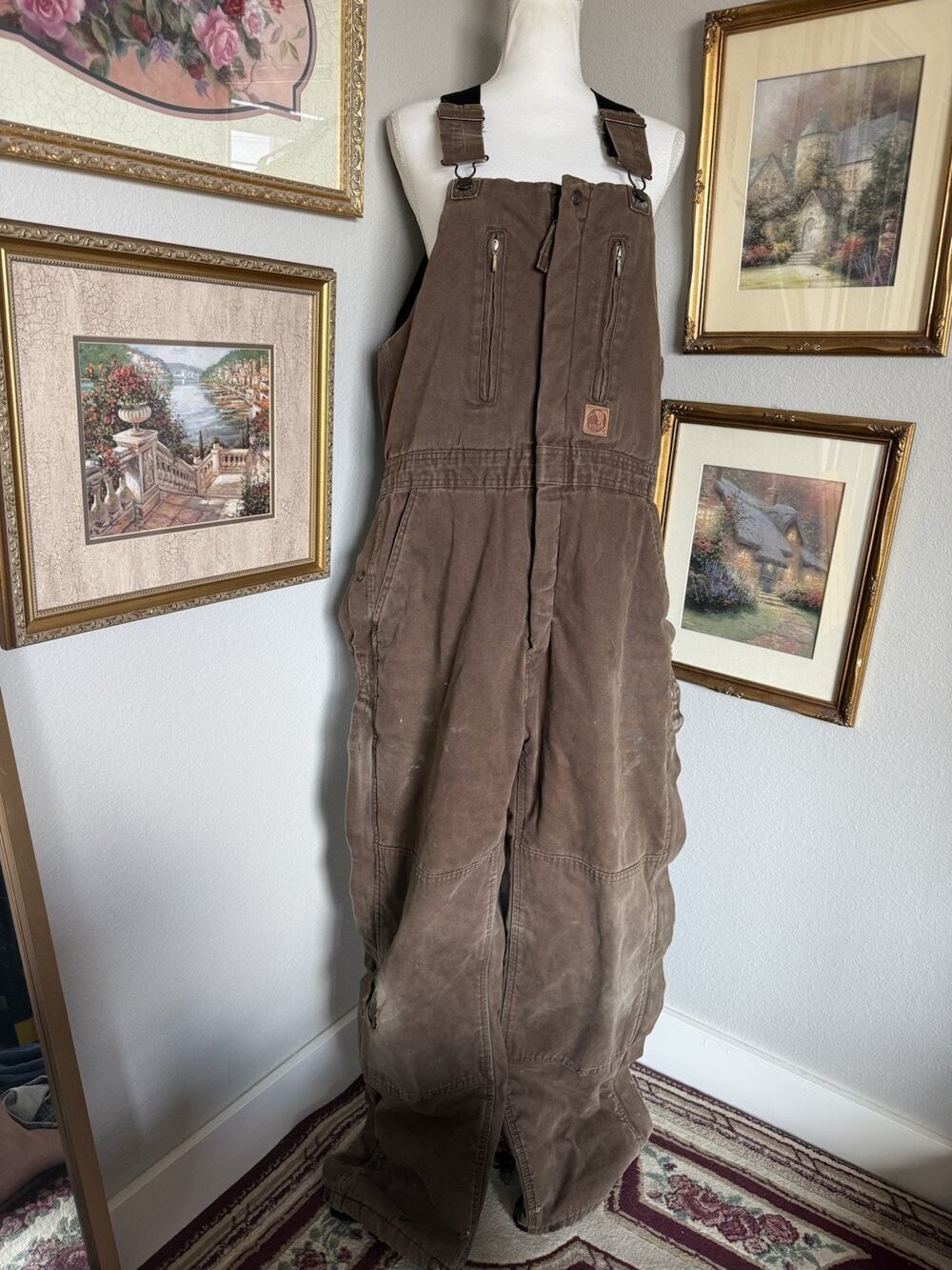 Berne Insulated Brown Canvas Cotton Bib Overalls, Men's Medium Tall B377BB